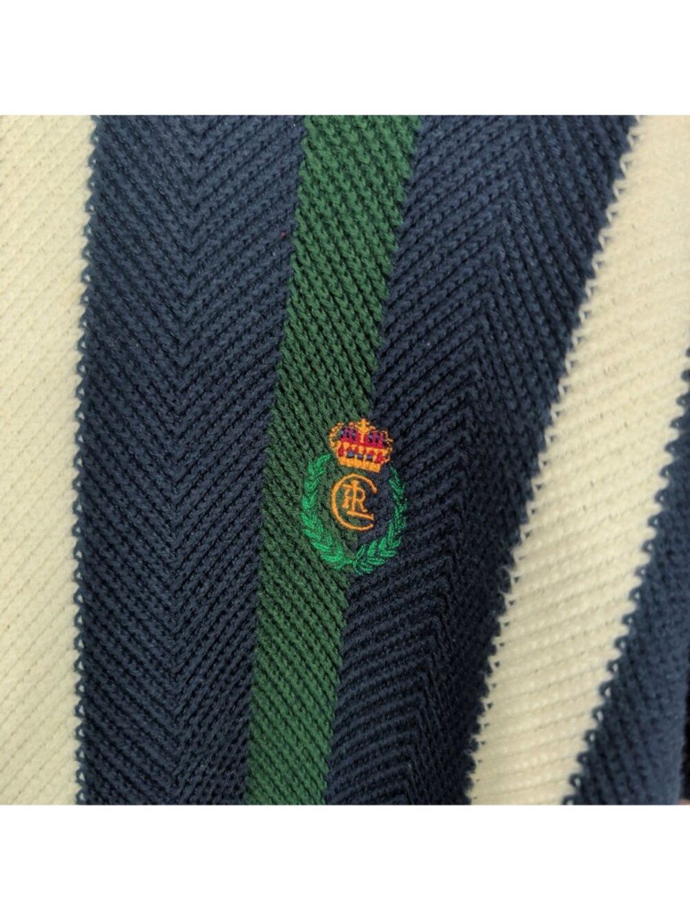 Vintage 90s  Ralph Lauren Sweater Large Stripe Knit Hand Framed - Picture 4 of 7